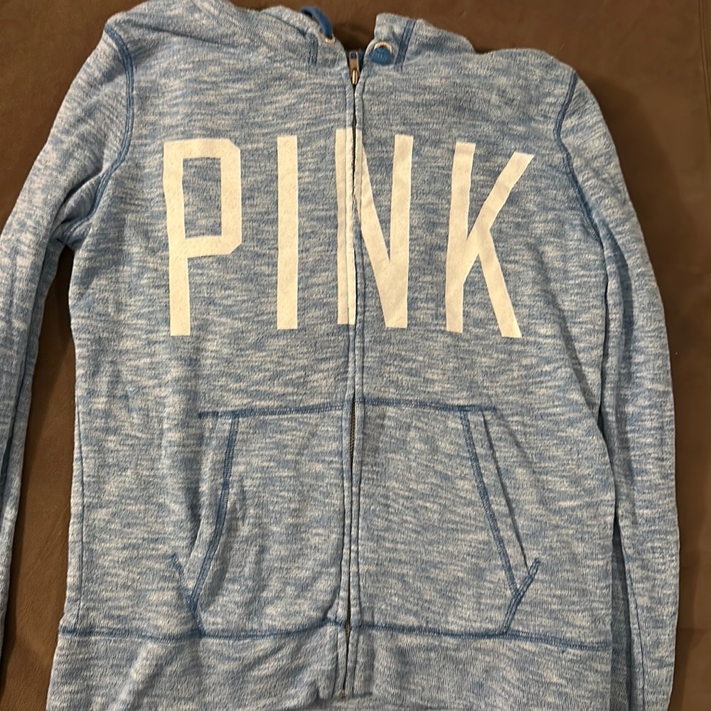 PINK Medium Blue Zip up with Hood